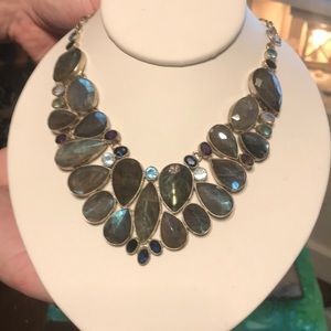 Labradorite amethyst opal sapphire necklace